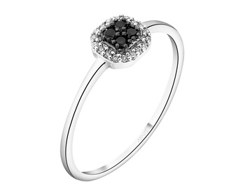 14 K Rhodium-Plated Yellow Gold Ring - 0,11 ct - fineness 14 K