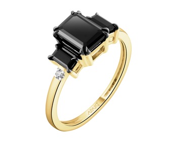 14 K Rhodium-Plated Yellow Gold Necklace with Diamonds - fineness 14 K