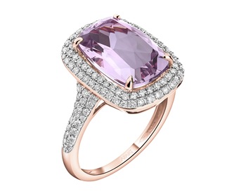 14 K Rhodium Plated Rose Gold Ring - fineness 14 K