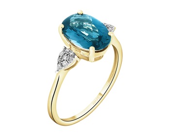 14 K Rhodium-Plated Yellow Gold Ring - fineness 14 K