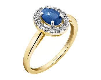 14 K Rhodium-Plated Yellow Gold Ring - fineness 14 K