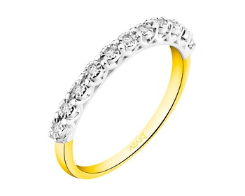 375 Yellow And White Gold Plated Ring with Diamonds - 0,05 ct - fineness 375