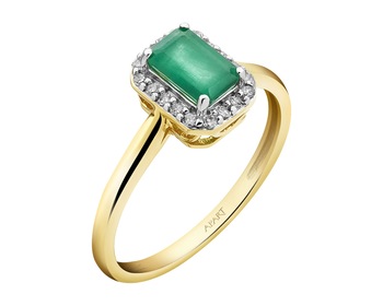 14 K Rhodium-Plated Yellow Gold Ring - fineness 14 K