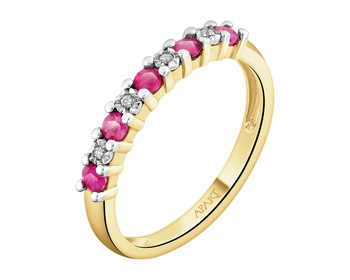 9 K Rhodium-Plated Yellow Gold Ring - fineness 9 K
