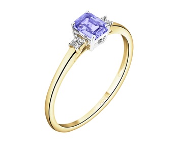 14 K Rhodium-Plated Yellow Gold Ring - fineness 14 K