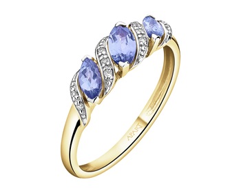 14 K Rhodium-Plated Yellow Gold Ring - fineness 14 K