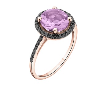 14 K Rhodium Plated Rose Gold Ring - fineness 14 K
