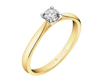 18ct Yellow Gold Ring with Diamond - 0,18 ct - fineness 18 K