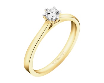 18ct Yellow Gold Ring with Diamond - 0,18 ct - fineness 18 K
