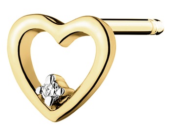9 K Rhodium-Plated Yellow Gold Earring with Diamond - 0,003 ct - fineness 9 K
