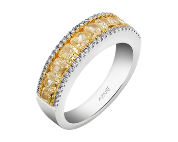 18 K Rhodium-Plated White Gold Ring - 1,77 ct - fineness 18 K