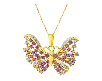 14 K Rhodium-Plated Yellow Gold Pendant with Diamonds - fineness 14 K