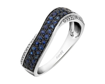 14 K Rhodium-Plated White Gold Ring - fineness 14 K