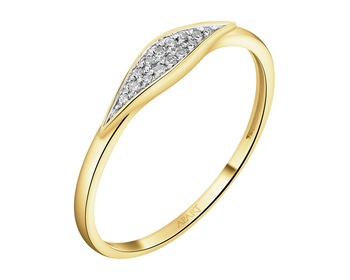 9 K Rhodium-Plated Yellow Gold Ring with Diamonds - 0,03 ct - fineness 9 K