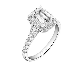 18 K Rhodium-Plated White Gold Ring - 2,05 ct - fineness 18 K