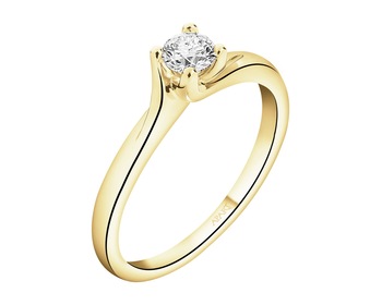 14 K Yellow Gold Ring with Diamond - 0,20 ct - fineness 14 K