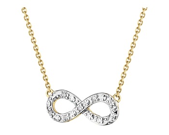 9 K Rhodium-Plated Yellow Gold Necklace with Diamonds - 0,02 ct - fineness 9 K