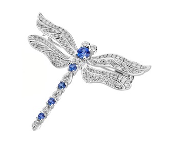 18 K Rhodium-Plated White Gold Brooch - fineness 18 K