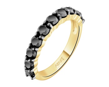 585 Yellow Gold Ruthenium-Plated Ring with Black Diamond, Treateds - 1,26 ct - fineness 585