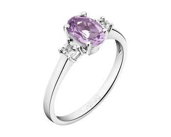 9 K Rhodium-Plated White Gold Ring - fineness 9 K