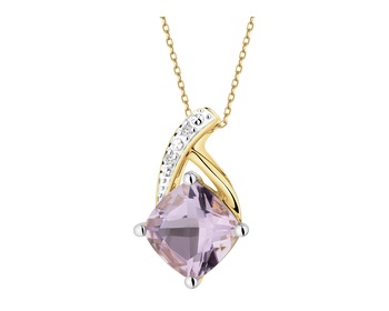 9 K Rhodium-Plated Yellow Gold Pendant  - fineness 9 K