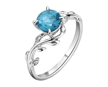 9 K Rhodium-Plated White Gold Ring - fineness 9 K