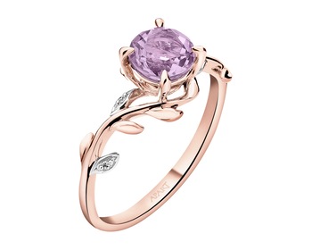 9 K Rhodium Plated Rose Gold Ring - fineness 9 K