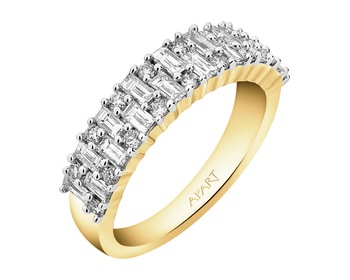 14 K Rhodium-Plated Yellow Gold Ring - 0,99 ct - fineness 14 K