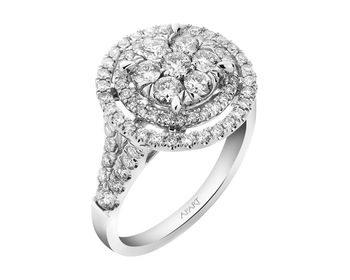 14 K Rhodium-Plated White Gold Ring with Diamonds - 1,26 ct - fineness 14 K