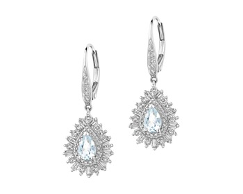 14 K Rhodium-Plated White Gold Earrings - fineness 14 K