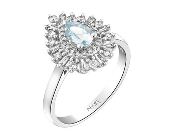 14 K Rhodium-Plated White Gold Ring - fineness 14 K