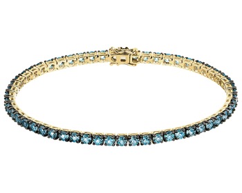585 Yellow Gold Ruthenium-Plated Tennis Bracelet with Black Diamond, Treated - fineness 585