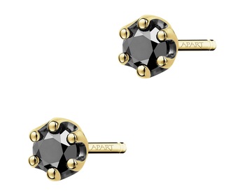 585 Yellow Gold Ruthenium-Plated Earrings with Black Diamond, Treateds - 0,22 ct - fineness 585