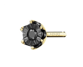  Yellow And White Rhodium-Plated Gold Earrings with Black Diamond, Treateds - 0,01 ct - fineness 375