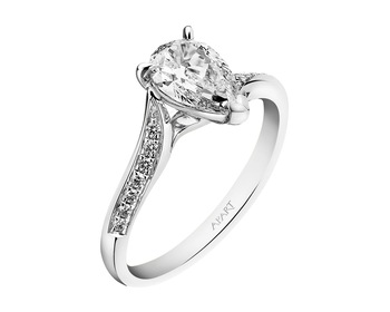 18 K Rhodium-Plated White Gold Ring - 1,10 ct - fineness 18 K
