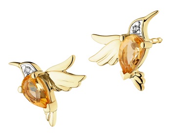 14 K Rhodium-Plated Yellow Gold Earrings - fineness 14 K