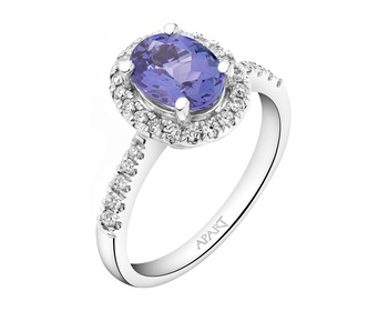 14 K Rhodium-Plated White Gold Ring - fineness 14 K