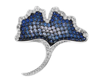 750 Rhodium And Ruthenium Plated White Gold Brooch - fineness 750