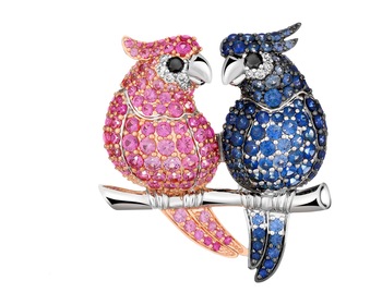 18 K White Gold Plated With Rose Gold And White Gold With Ruthenium Plating Brooch - fineness 18 K