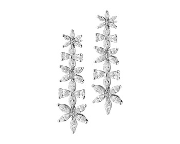 18 K Rhodium-Plated White Gold Dangling Earring - 3,86 ct - fineness 18 K