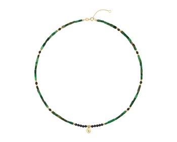 9 K Rhodium-Plated Yellow Gold Necklace - fineness 9 K