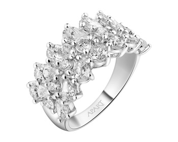 18 K Rhodium-Plated White Gold Ring - 2,51 ct - fineness 18 K