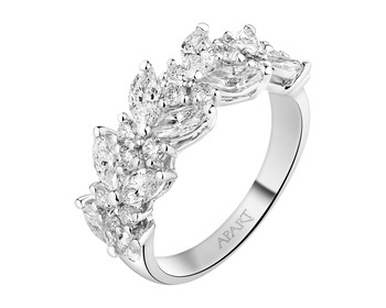 18 K Rhodium-Plated White Gold Ring - 1,50 ct - fineness 18 K