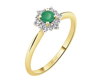 14 K Rhodium-Plated Yellow Gold Ring - fineness 14 K