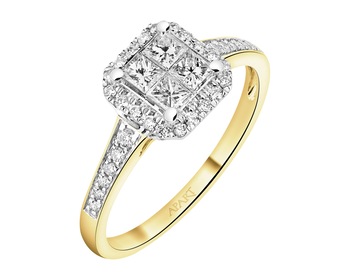585 Yellow And White Gold Plated Ring  - 0,50 ct - fineness 585