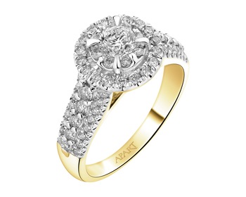 14 K Rhodium-Plated Yellow Gold Ring  - 1,00 ct - fineness 14 K