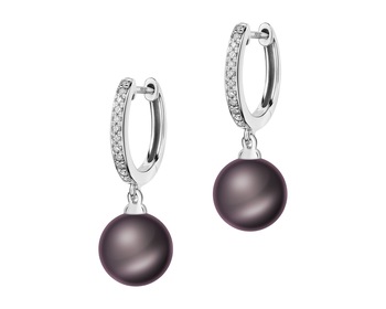 14 K Rhodium-Plated White Gold Earrings - fineness 14 K