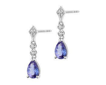 14 K Rhodium-Plated White Gold Earrings  - fineness 14 K