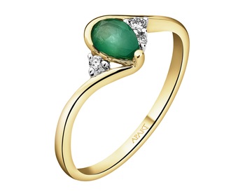 14 K Rhodium-Plated Yellow Gold Ring - fineness 14 K