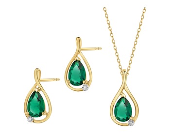9 K Rhodium-Plated Yellow Gold Set - fineness 9 K